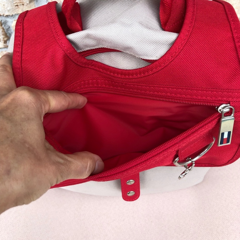Tommy Hilfiger Red Tan Medium Size Snap/ Zipper Closure Women’s Backpack - Picture 4 of 16